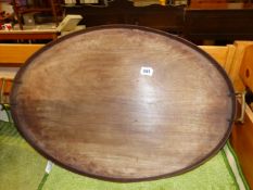 19th CENTURY MAHOGANY GALLERY DRINKS TRAY