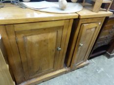 TWO SIMILAR HARDWOOD CABINETS.