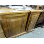 TWO SIMILAR HARDWOOD CABINETS.