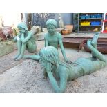 THREE PATINATED METAL GARDEN FIGURES