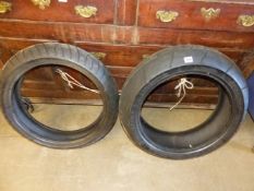 A PAIR OF RACE TECH MOTORCYCLE RACING TYRES