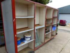 A DOUBLE SIDED HEAVY DUTY ADJUSTABLE STORAGE/DISPLAY SHELVES.