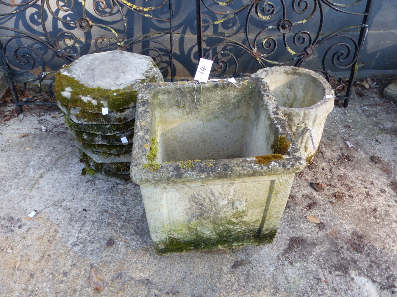 EIGHT OCTAGONAL POT STANDS, A SQUARE PLANTER AND ONE OTHER (10).