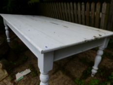 A LARGE PAINTED PINE TABLE