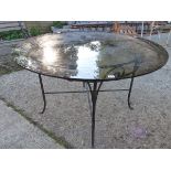 WROUGHT IRON TABLE WITH GLASS TOP