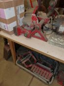 A VINTAGE MULTI TOOL WORK BENCH SET OF EQUIPMENT TO INCLUDE LATHE, PLANER, CIRCULAR SAW ETC