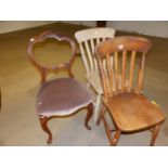 TWO SLAT BACK KITCHEN CHAIRS