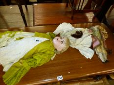 A HUEBACH BISQUE HEAD DOLL AND ONE OTHER (2)