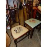 THREE EDWARDIAN BEDROOM CHAIRS AND A 19TH CENTURY DINING CHAIR. (4)
