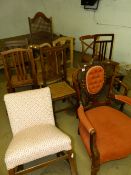 A QUANTITY OF VARIOUS CANE SEATS AND OTHER BEDROOM CHAIRS ETC