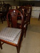 FIVE ANTIQUE MAHOGANY DINING CHAIRS