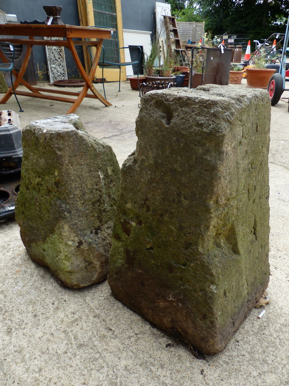 TWO STADDLE STONE BASES. - Image 2 of 2