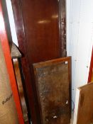 A QUANTITY OF MAHOGANY PANELLED DOORS, OTHER OAK AND MAHOGANY TIMBERS