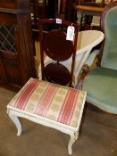 A LOOM BEDROOM CHAIR, A DRESSING STOOL AND A FOLDING CAKE STAND