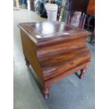 A VICTORIAN STEP COMMODE WITH LEATHER INSET TOP.