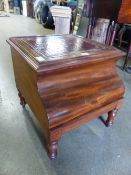 A VICTORIAN STEP COMMODE WITH LEATHER INSET TOP.