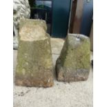 TWO STADDLE STONE BASES.