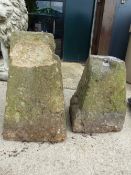 TWO STADDLE STONE BASES.