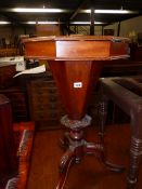 A VICTORIAN TRUMPET WORK TABLE.