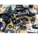 PENTAX, CANON AND OTHER CAMERAS WITH A VARIETY OF LENSES