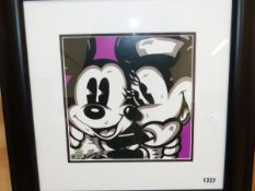 A CONTEMPORARY PORTRAIT OF MICKEY AND MINNIE MOUSE. SIGNED INDISTINCTLY 26 x 26 cm