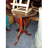 A VICTORIAN TRIPOD TABLE WITH FAUX MARBLE PAINTED SLATE TOP