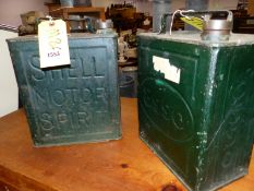 TWO VINTAGE SHELL AND ESSO FUEL CANS.