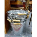 TEN GALVANIZED BUCKETS SIGNED HIGHLANDS