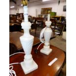 A PAIR OF ALABASTER TABLE LAMPS.