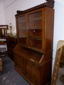 A VICTORIAN AESTHETIC POLLARD OAK LIBRARY BOOKCASE, 147 x 56 x 234cm H