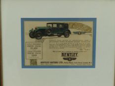 NINE FRAMED COLOUR PRINTS OF VINTAGE MOTORCAR ADS, SIZES VARY (9)