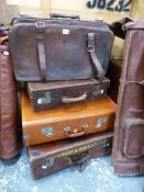 A QUANTITY OF VINTAGE LEATHER AND OTHER LUGGAGE.