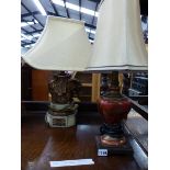 TWO MODERN ORIENTAL STYLE TABLE LAMPS.