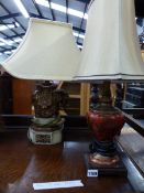TWO MODERN ORIENTAL STYLE TABLE LAMPS.