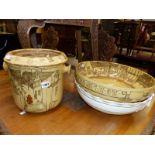 A RARE DOULTON SERIES WARE WATCHMAN WHAT OF THE NIGHT WASH BOWL AND SLOP PAIL AND ONE OTHER
