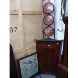 A 19th.C. OAK CASED 8 DAY LONG CASE CLOCK, COMPLETE WITH WEIGHTS, PENDULUM AND KEY, THE DIAL