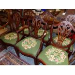 A SET OF SIX MAHOGANY HEPPLEWHITE STYLE DINING CHAIRS (6)