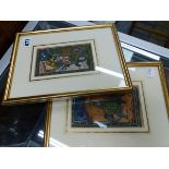 TWO EASTERN PAINTED PICTURES,TOGETHER WITH A BAXTER PRINT, AND NUMEROUS PAGES OF ORIENTAL