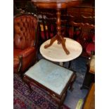 TWO TRIPOD OCCASIONAL TABLES AND A CABRIOLE LEGS DRESSING STOOL