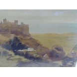 20th.C. ENGLISH SCHOOL. A HILLTOP VILLAGE, WATERCOLOUR, 25 x 40cms.