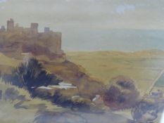 20th.C. ENGLISH SCHOOL. A HILLTOP VILLAGE, WATERCOLOUR, 25 x 40cms.