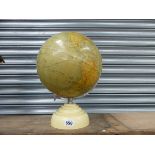 A GEOGRAPHIA 10 INCH TERRESTIAL GLOBE ON A WHITE BAKELITE STAND