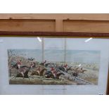 AFTER JOAN BEAN PAUL, FOUR ANTIQUE HAND COLOURED PRINTS OF THE LEICESTERSHIRE HUNT, 39 x 69cm (4)
