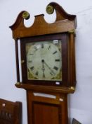 A 19TH CENTURY OAK AND MAHOGANY 30 HOUR LONGCASE CLOCK, 49 x 24 x 192cm H