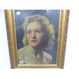 20TH CENTURY CONTINENTAL SCHOOL, PORTRAIT OF A LADY, SIGNED INDISTINCTLY, OIL ON CANVAS, 42 x 31cm