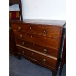A REGENCY MAHOGANY CHEST OF FOUR GRADUATED DRAWERS, 93 x 46 x 92cm H