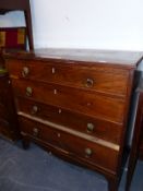 A REGENCY MAHOGANY CHEST OF FOUR GRADUATED DRAWERS, 93 x 46 x 92cm H
