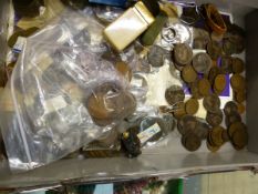 A QUANTITY OF VINTAGE AND ANTIQUE GB COPPER COINAGE, A SMALL COLLECTION OF SILVER AND CURPO NICKEL