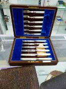 VARIOUS SILVER HALLMARKED CASED CUTLERY.