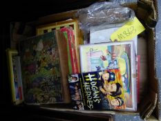 A BOX OF VINTAGE TOYS.